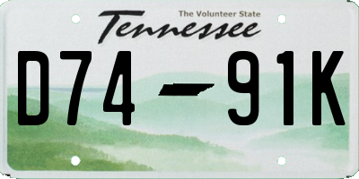 TN license plate D7491K