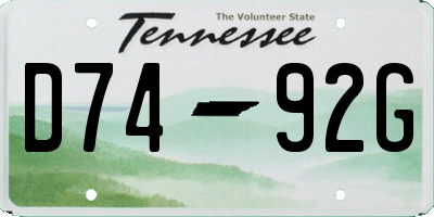 TN license plate D7492G