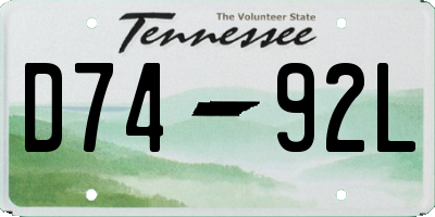 TN license plate D7492L