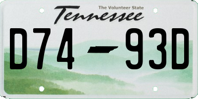 TN license plate D7493D