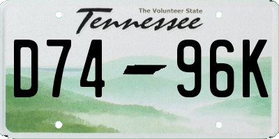 TN license plate D7496K
