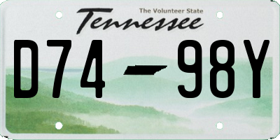 TN license plate D7498Y