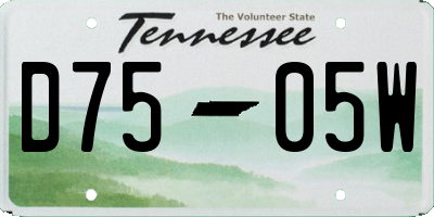 TN license plate D7505W