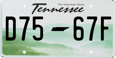 TN license plate D7567F