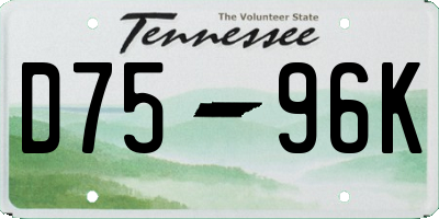 TN license plate D7596K