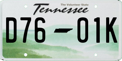 TN license plate D7601K