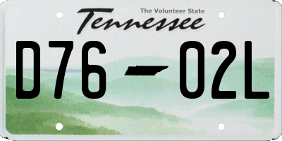 TN license plate D7602L