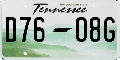 TN license plate D7608G