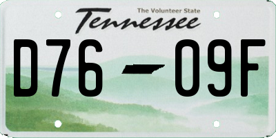 TN license plate D7609F