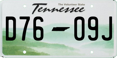 TN license plate D7609J