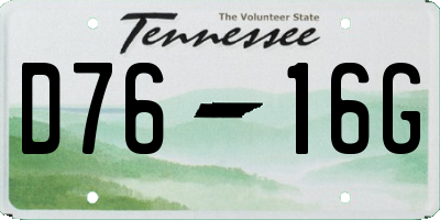 TN license plate D7616G