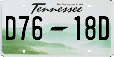 TN license plate D7618D