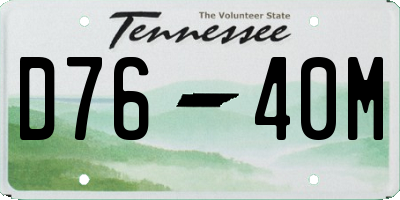 TN license plate D7640M