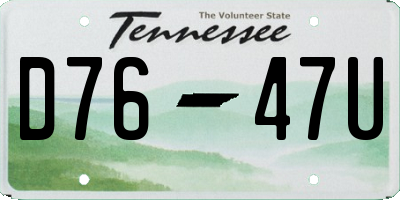 TN license plate D7647U