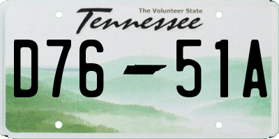 TN license plate D7651A