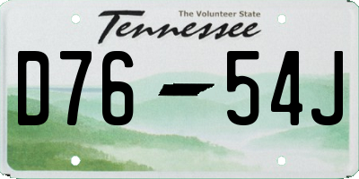 TN license plate D7654J