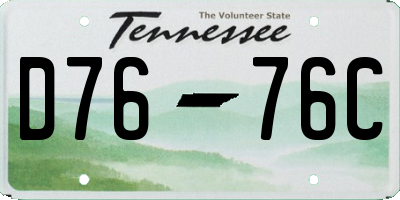 TN license plate D7676C