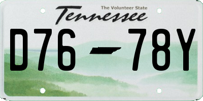 TN license plate D7678Y