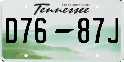 TN license plate D7687J