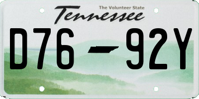 TN license plate D7692Y