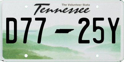 TN license plate D7725Y