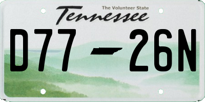 TN license plate D7726N
