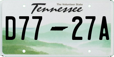 TN license plate D7727A