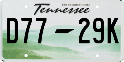 TN license plate D7729K