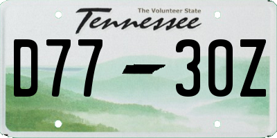 TN license plate D7730Z