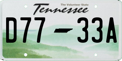 TN license plate D7733A