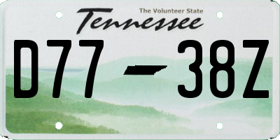 TN license plate D7738Z