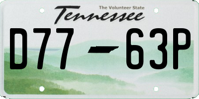 TN license plate D7763P