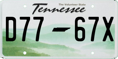 TN license plate D7767X