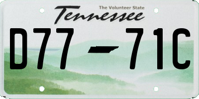 TN license plate D7771C