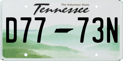 TN license plate D7773N