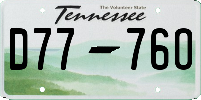 TN license plate D7776O