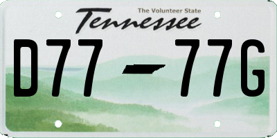TN license plate D7777G