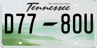 TN license plate D7780U