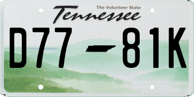 TN license plate D7781K