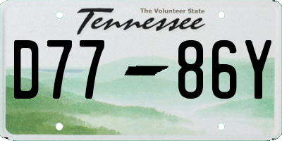 TN license plate D7786Y