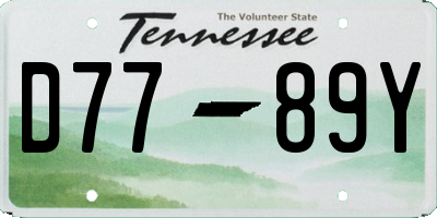 TN license plate D7789Y