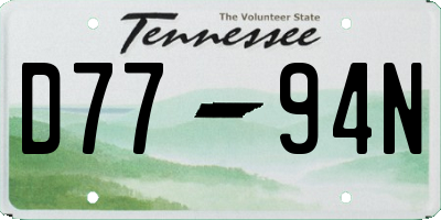 TN license plate D7794N