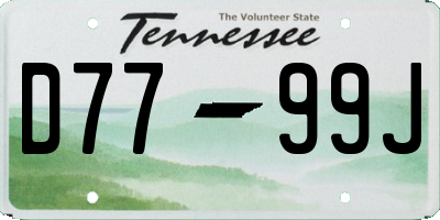 TN license plate D7799J