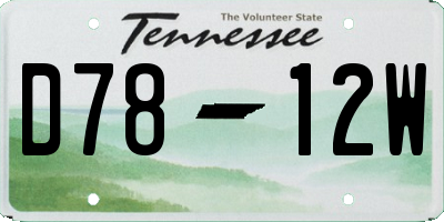 TN license plate D7812W