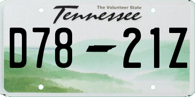 TN license plate D7821Z