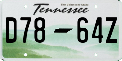 TN license plate D7864Z
