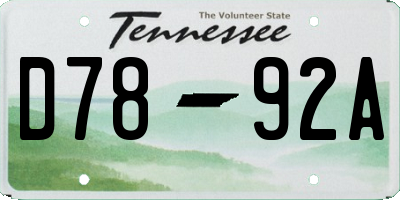 TN license plate D7892A