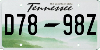 TN license plate D7898Z