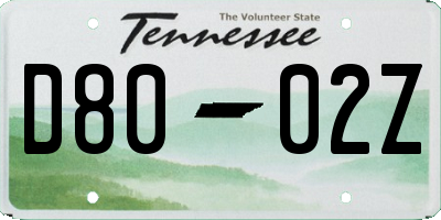 TN license plate D8002Z