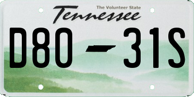 TN license plate D8031S
